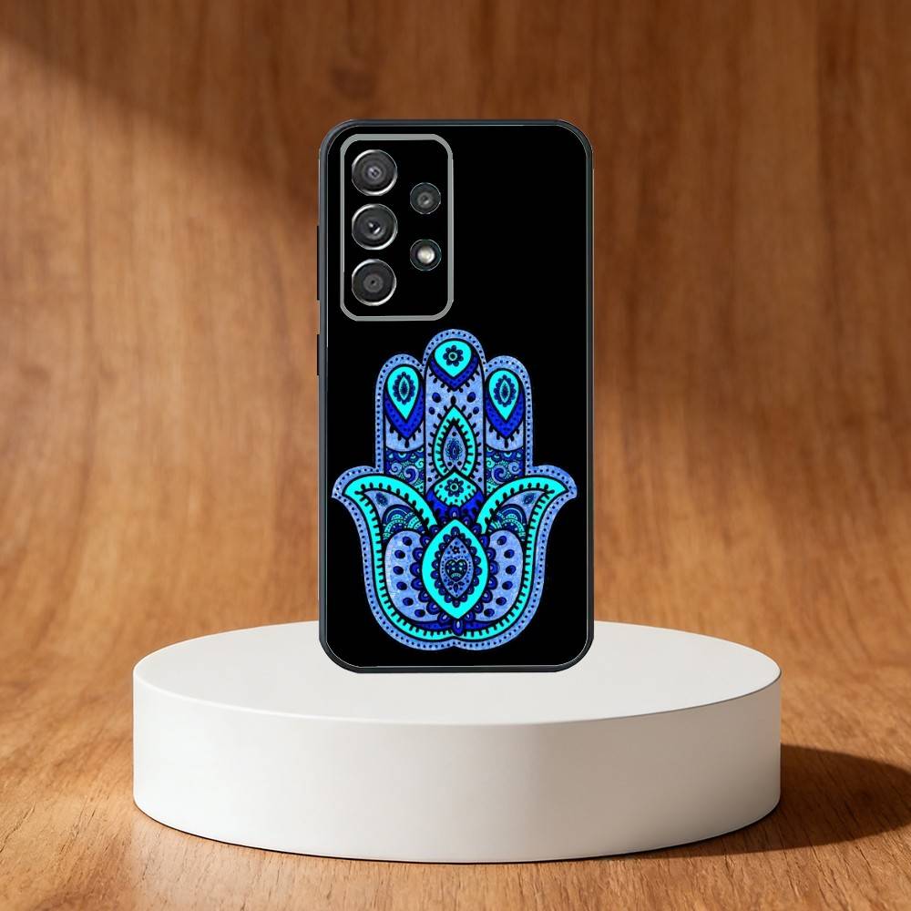 Hamsa Hand Of Fatima Art Phone Case For Samsung S25,S24,S21,S22,S23,S30,Ultra,S20,Plus,Fe,Note,10,9,5G Black Cover