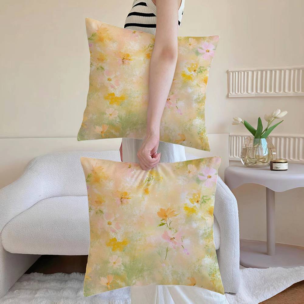 French Flower Pillow Case Anti-dustmite Pillowcase Invisible zipper silky Sofa cushion cover