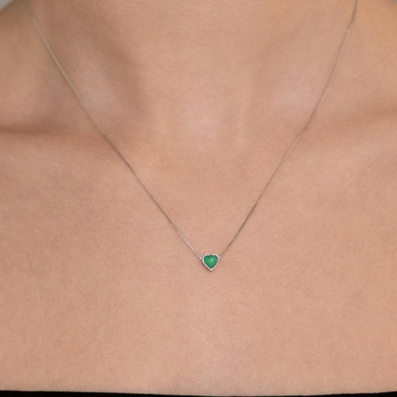 TATIANA (925 Silver) Heart Pendant Necklace NZ2515 Green