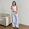 Women's New Summer Versatile Stripes Loose Casual Elastic Waist Drape Feeling Straight Tow Trousers
