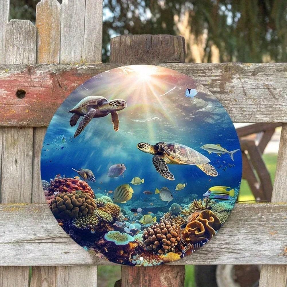 Metal Turtle Underwater Wall Art Home Decor Wreath Poster TYA38137-20x20cm разноцветный
