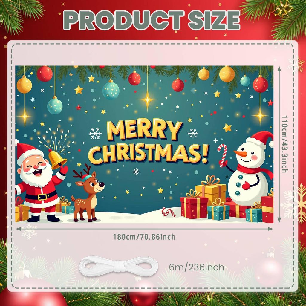 Merry Christmas Banner Colorful Santa Claus Reindeer Christmas Theme Party Decor Backdrop Xmas New Year Photography Background