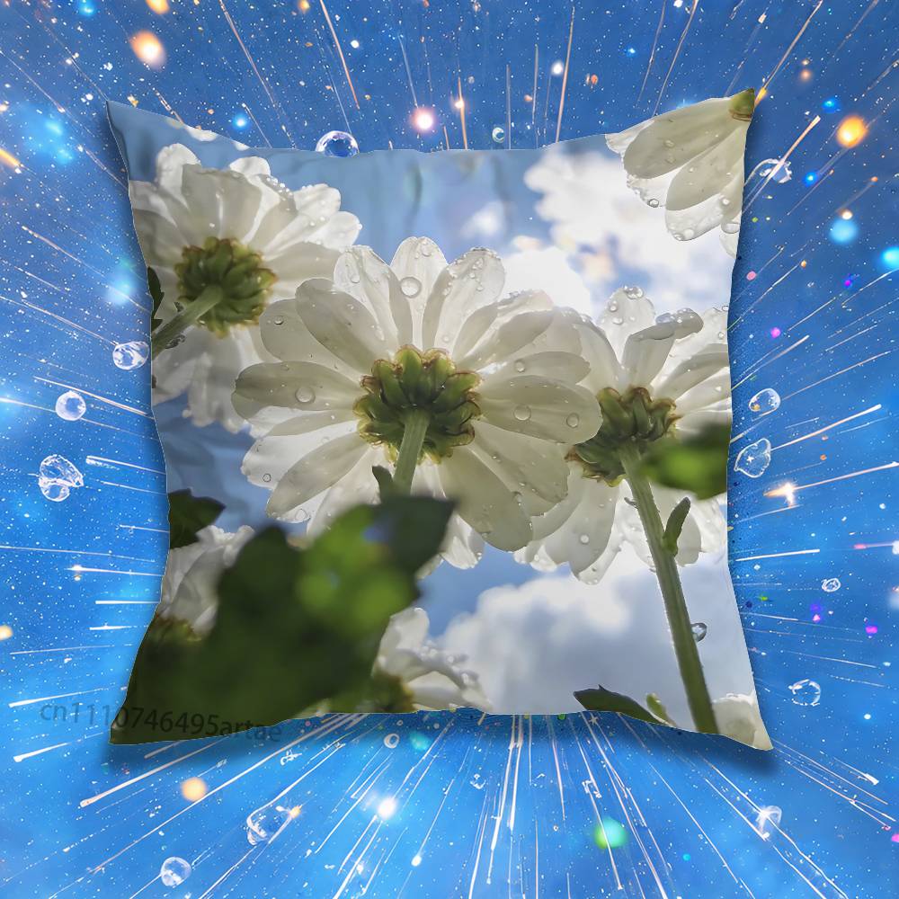 Daisy Flowers Pillow for Sofa Seat Chair DecorativeModern Home Decor Print Throw Cushion