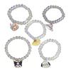 Iridescent Beaded Bracelet Clear Faux Crystal Bracelet Cute Cartoon Animal Charm Bracelet Gift for Girls Best