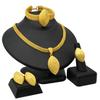 24K Gold Plated Dubai Necklace Earrings Ring Bracelet Set Indian Bridal Choker Jewelry Set  for Women