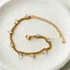 European Multi-layer 18K Gold-Plated Titanium Steel Bracelet with Star, Sun, and Heart Stone Tassels