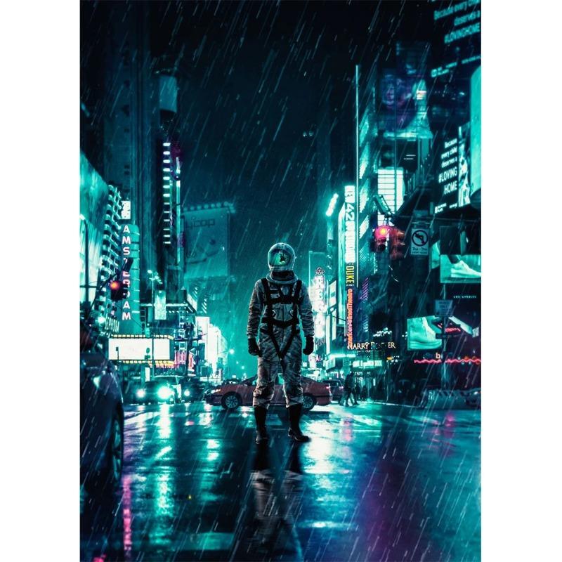 

Modern Astronaut and Moon Landscape Canvas Painting Art Posters and Prints Wall Art Pictures for Living Room Home Decor Gift 21cm×30cm NoFrame