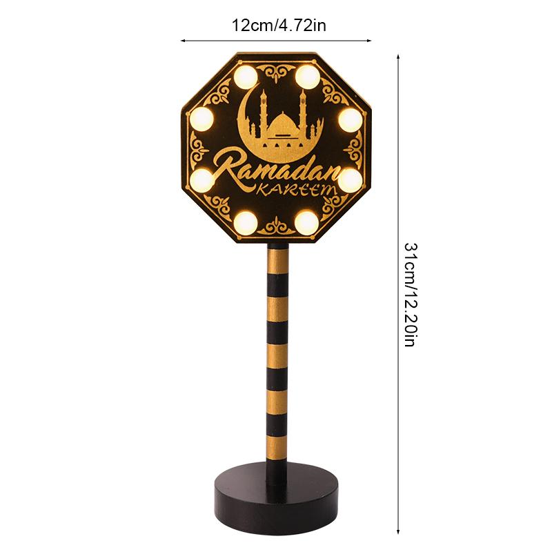 Eid Mubarak Mond Stern Lampe Holz Ornament 2025 Ramadan Kareem Heim Tisch Dekoration LED Licht Laterne Islamische Muslimische Party Geschenk