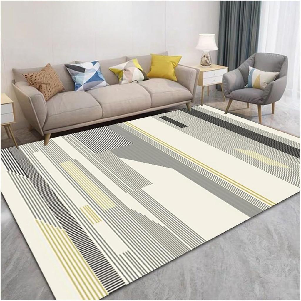 Vikama Nordic Geometric Luxury Loop Pile Rug - Washable Mat For Hall, Airbnb, Bedroom, Office, Home Decor