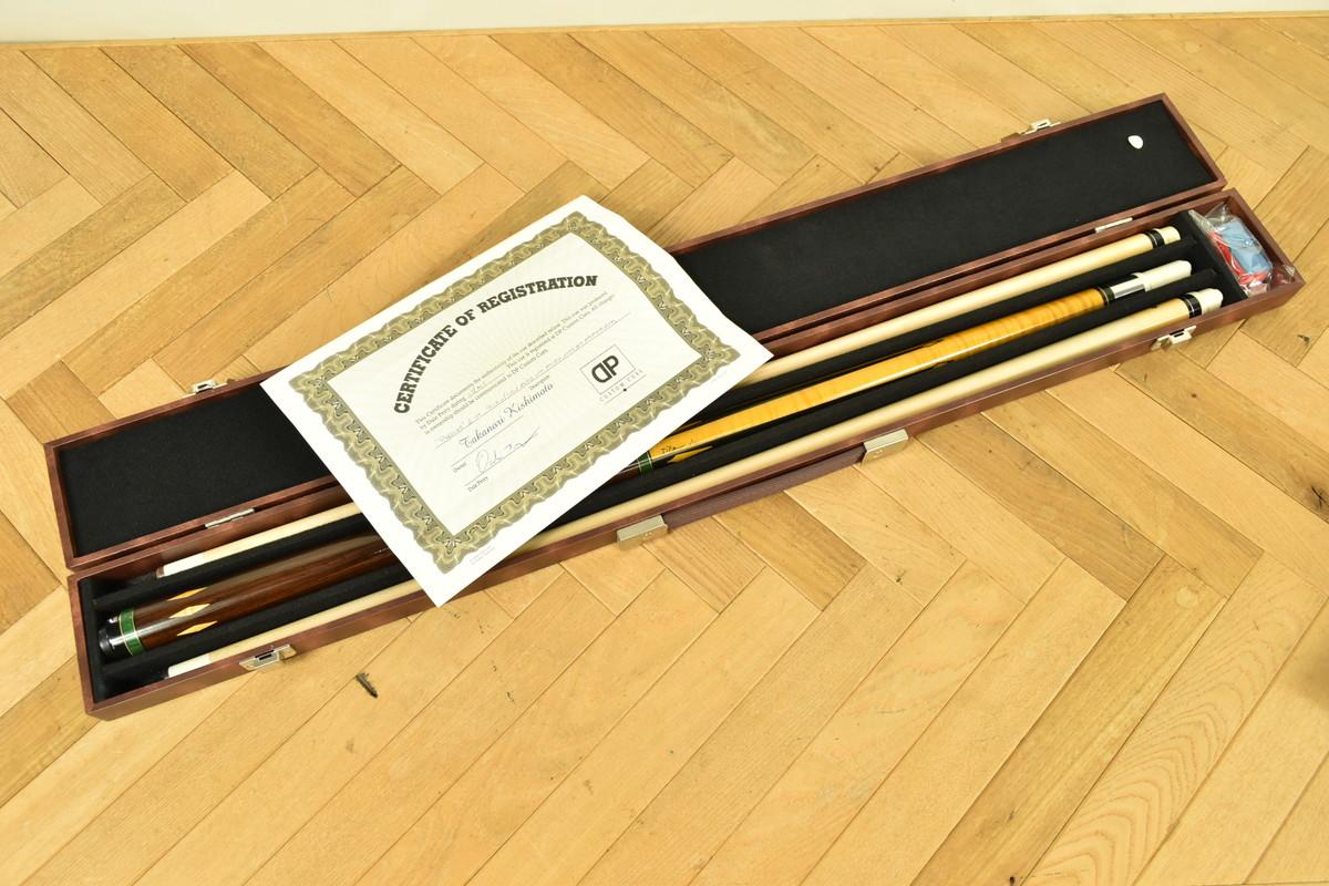 Бильярдный кий на заказ Dale Perry Speedster 4 с кольцами из кокоболо, микарты и малахита с сертификатом подлинности и кейсом