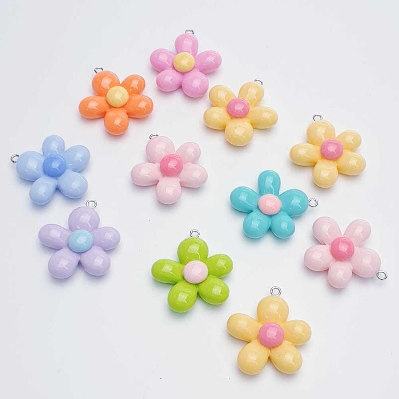 Colorful pastel flower acrylic pendant accessory