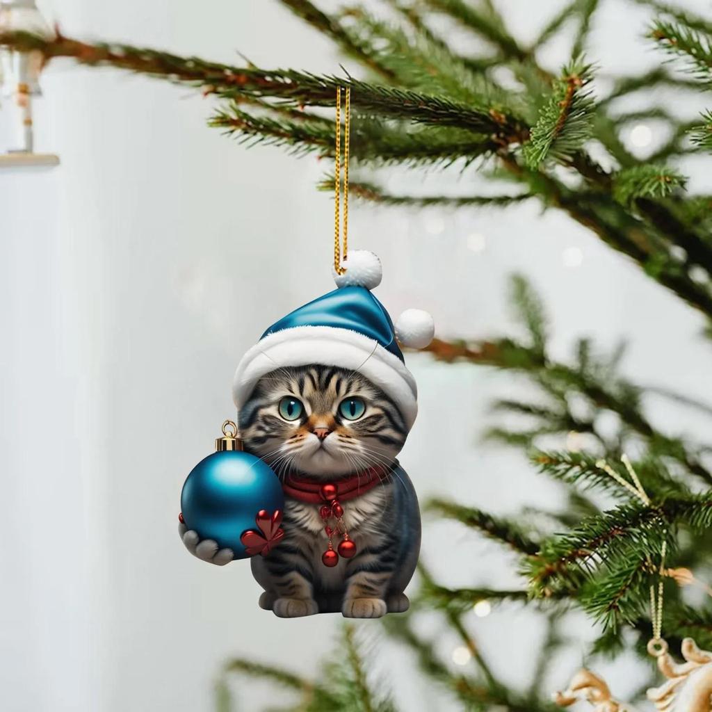 Cartoon süße Katze 2023 Weihnachtsschmuck hängende Dekoration Geschenk Weihnachten hängender Baum personalisierter Anhänger Partyzubehör