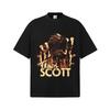 T-ra-vis Sco-tt Flame Graphic TShirt Unisex Oversized Hip Hop Casual Cotton Short Sleeve Urban Streetwear Trendy For Daily