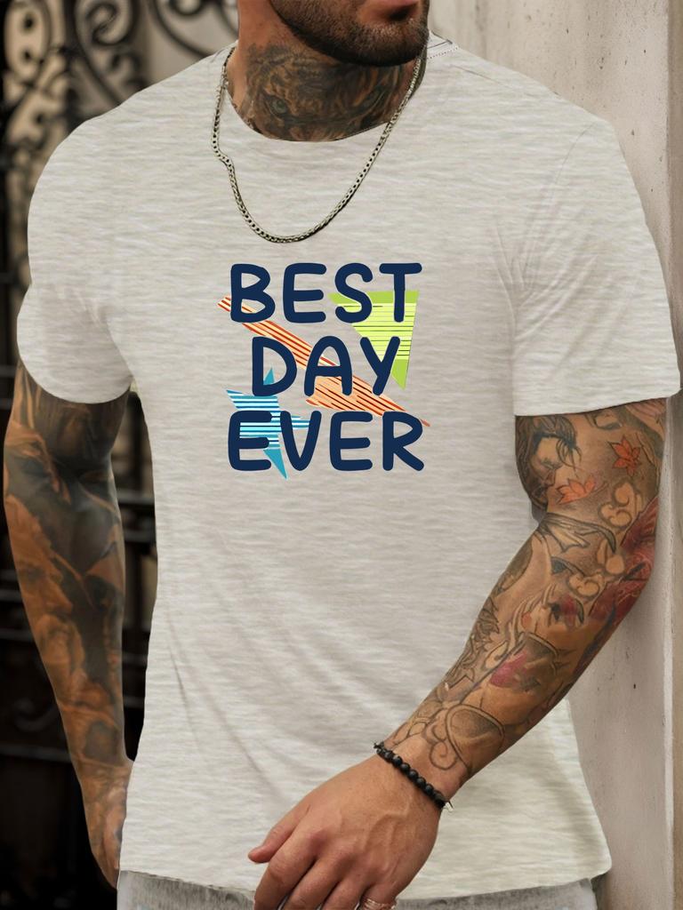 Short Sleeve TShirt BEST DAY EVER Mens 100 Cotton Pattern Printed Shirt Summer Round Neck Breathable Casual Fashion Cool Tee