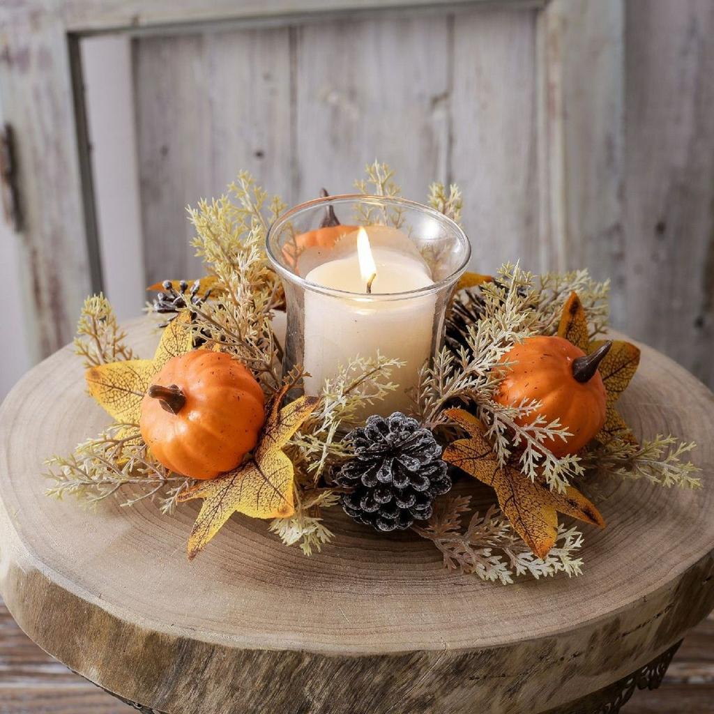 Pumpkin-decorated Scented Candles, Wreaths, And Decorative Items