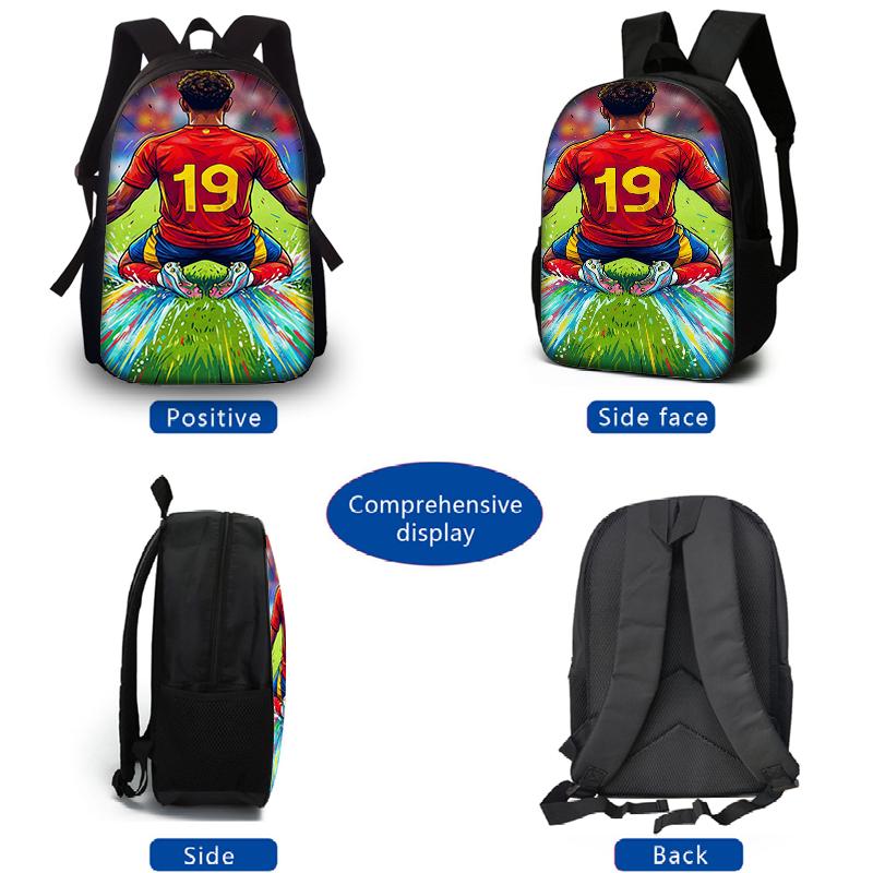 3-teiliges Rucksack-Set mit 19 Fußballstar-Muster – Lässiger Rucksack mit großem Fassungsvermögen, passender Clutch & Tragetasche, Perfekt für den Alltag