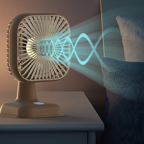 Wentylator biurkowy Cichy Silnik o niskim poziomie hałasu Wielobiegowy Regulowany Wiatr Regulowana głowica pod kątem 39 stopni Kwadratowy wentylator z lampką nocną