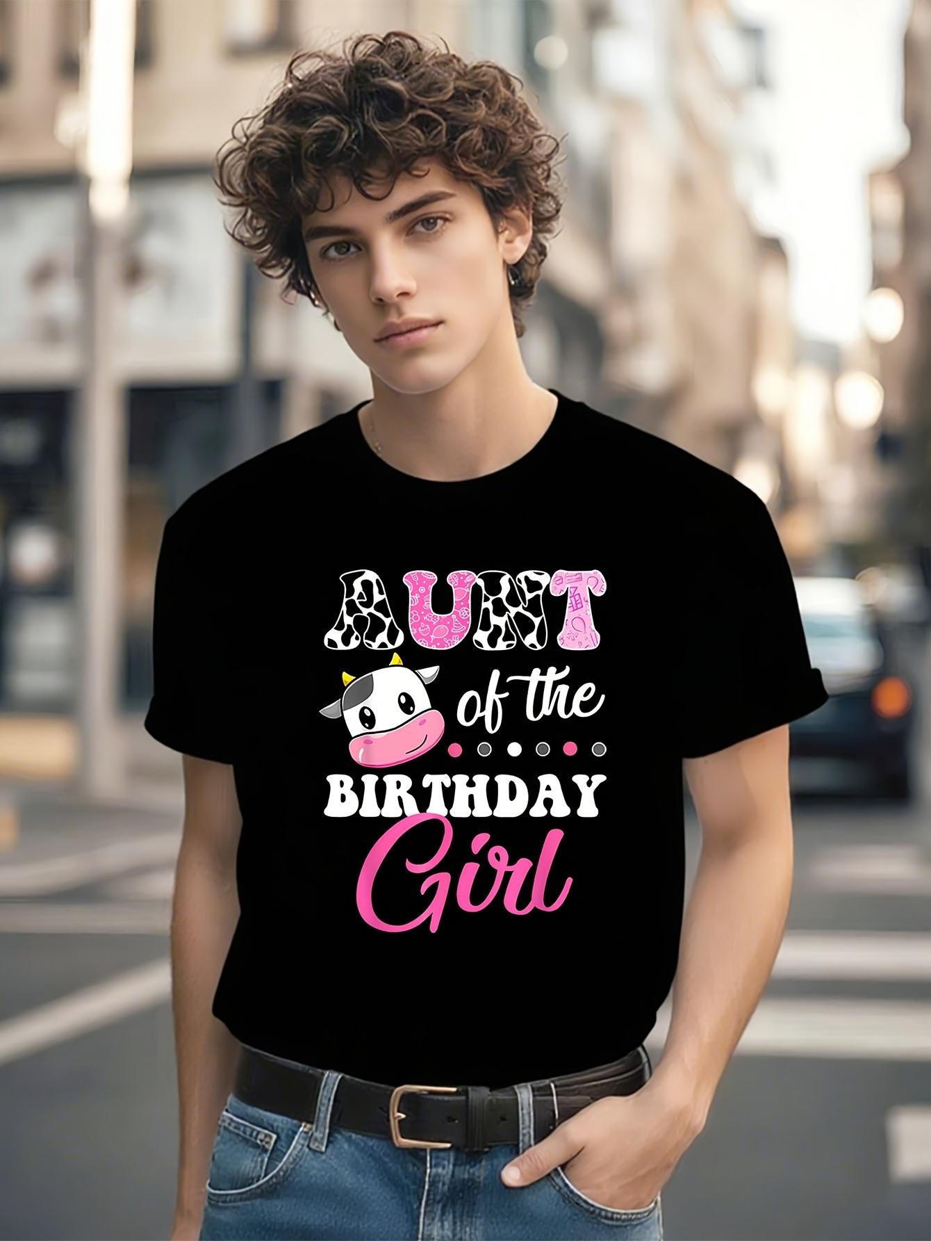 Aunt of the Birthday Girl Farm Cow Graphic Tshirt Graphic... L