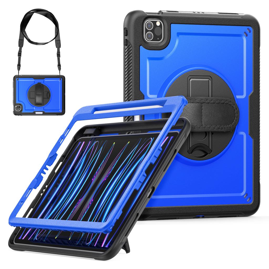 Tablet Case For iPad Air (2022)/(2020)/Pro 11 (2022)/(2021)/(2020)/(2018) PC + TPE Cover with Hand Strap and Shoulder Strap