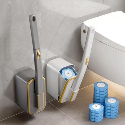 Toilet Brush with Long Handle Easy Installation Toilet Brush Kit with Wall Hanging Storage Box 24 Aromatherapy Brush Heads
