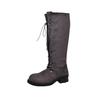 Temperament French autumn medium and tall thick heel boots lace-up locomotive boots and boots women's round head black no