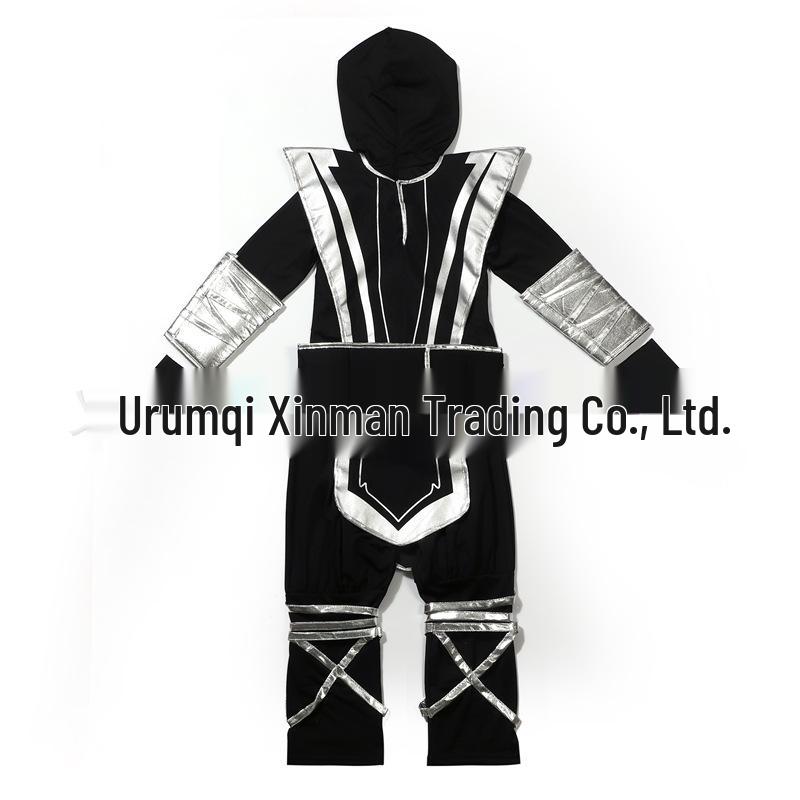 Silver Dragon Ninja Samurai Costume for Kids with Mask and Sword Accessories