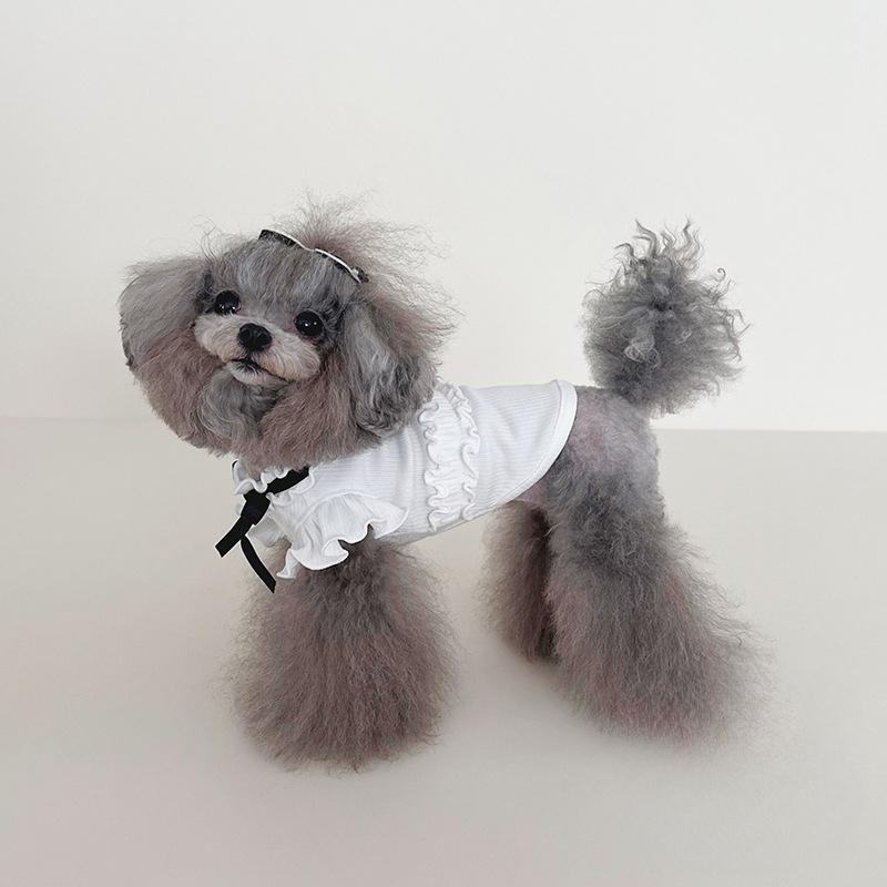 Pet Spring and Autumn Winter Base Shirt Collar Strap Versatile Flying Sleeve Base Shirt Dog Tank Top Dog Clothes for Small Dogs