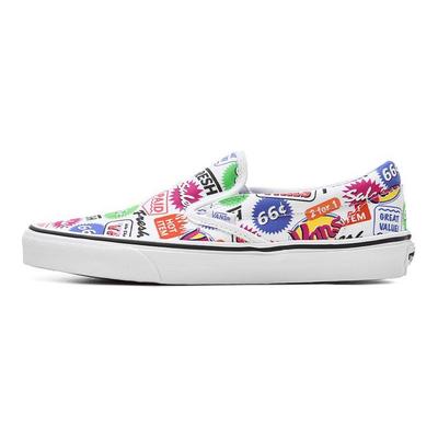 Serie Slip-On Serie Mini Supermercado Lona Graffiti Divertido Etiquetas Coloridas Zapatillas Casuales de Skate de Caña Baja Unisex Zapatilla Deportiva Negra VN0A33TB44C