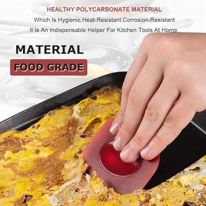 Heavy Duty Pan Scraper Set 2 Pack PC Plastic Scraper for Cast Iron, Cookware, Dishes Kitchen Cleaning Tools with Ergonomic Grip