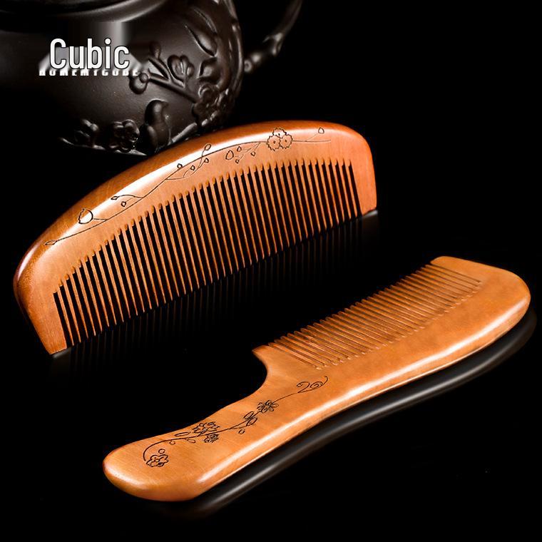 

Гребень из персикового дерева и сандалового дерева: Антистатическая расческа для выпадения волос, Унисекс питательный инструмент для длинных волос
