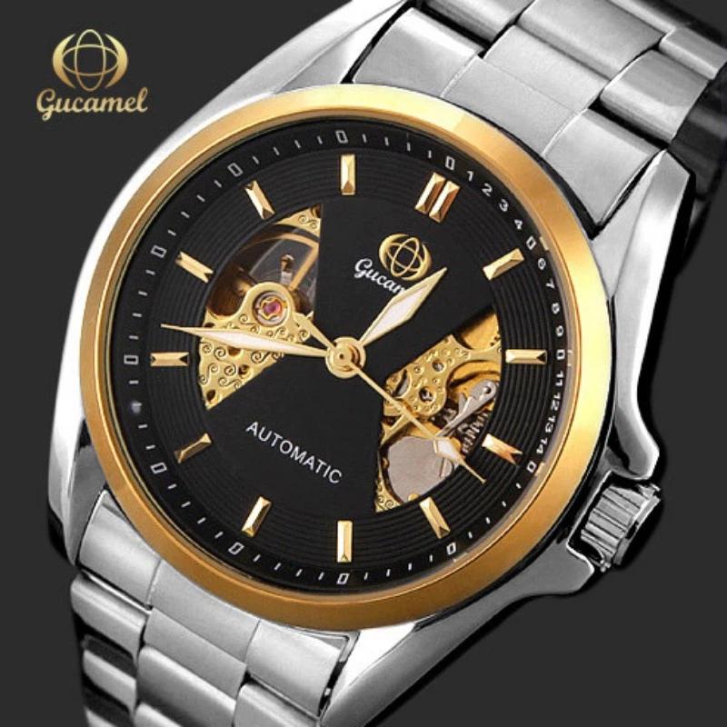 

Top brand new fashion men s mechanical watch through bottom hollow automatic mechanical waterproof luminous wrist watch