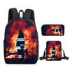 Classic Funny Fire Force season 3 3D Print 3pcs/Set pupil School Bags Laptop Daypack Backpack Inclined shoulder bag Pencil Case