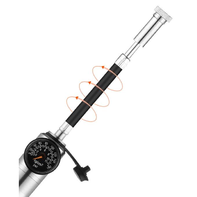 ROCKBROS 160psi Bike Pump Aluminium Alloy CNC Manual Air Inflator Pumps Barometer AV/FV Valve Ultralight Portable Bicycle Pump