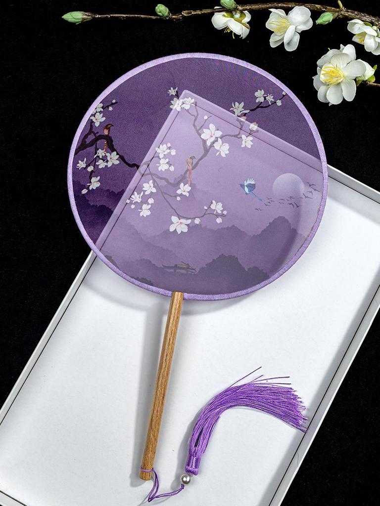Translucent Ancient Style Round Dance Fan for Hanfu Costumes - Women's Classical Chinese Craft Fan