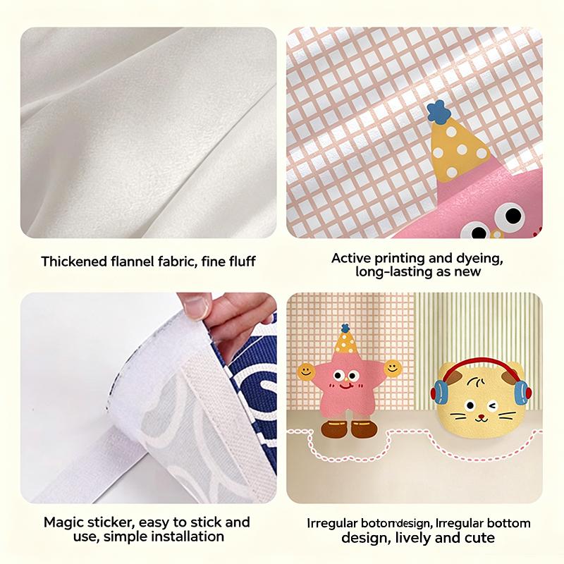 1Pc Animal Cartoon Self-Adhesive Door Curtain Privacy Partition For Bedrooms Living Rooms Bathrooms - No Perforations Needed
