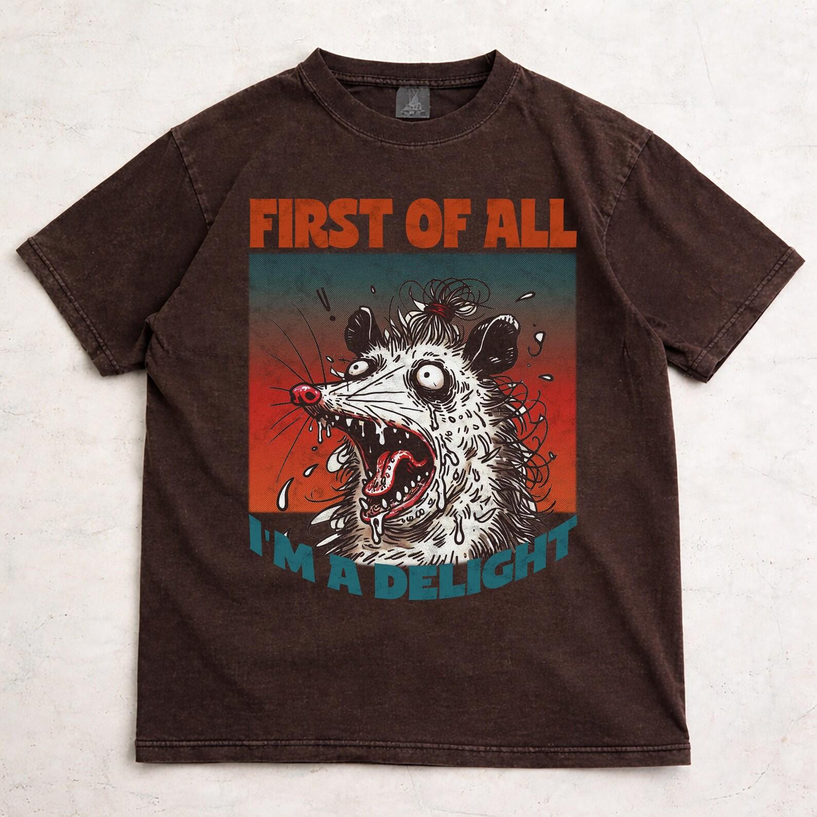 First Of All Im A Delight Opossum Shirt, Funny Animal Vintage Graphic Tee M
