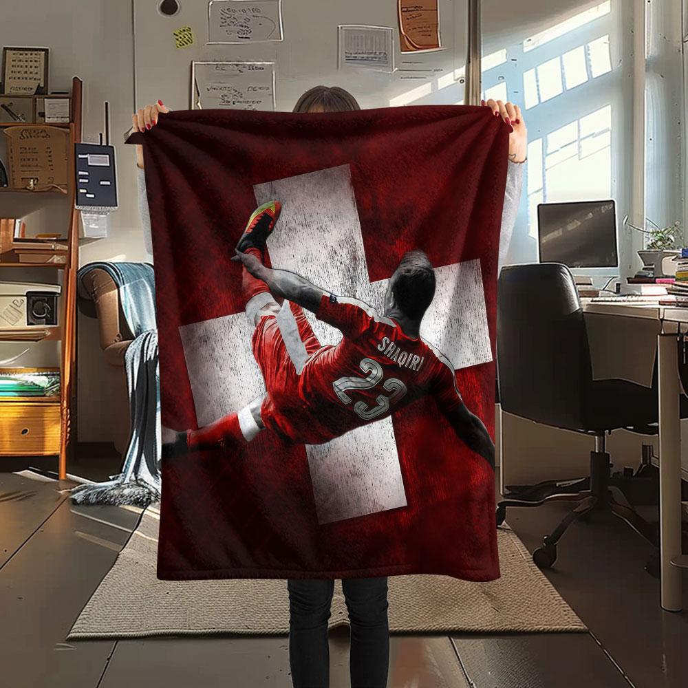 1PC Switzerland National Football Team Patterned Flannel Blanket Suitable For All Seasons for Home Decor Warmth and Comfort Gifts Holiday Present