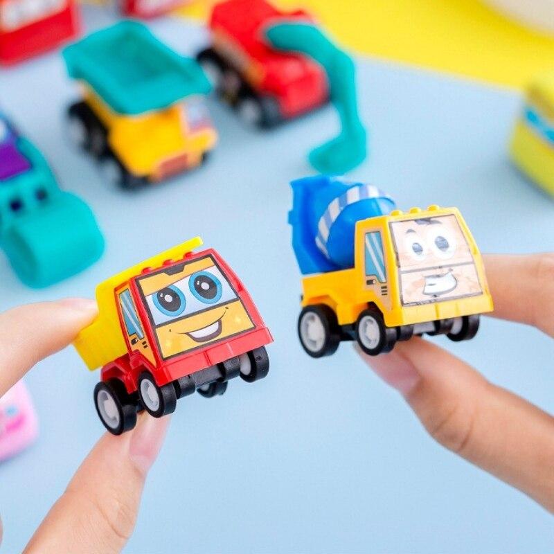 6Pcs Mini Inertial Pull Back Engineering Car Collecti High Quality Durable Design Safe for Children On Child Children Cartoon Playthings Birthday Pres