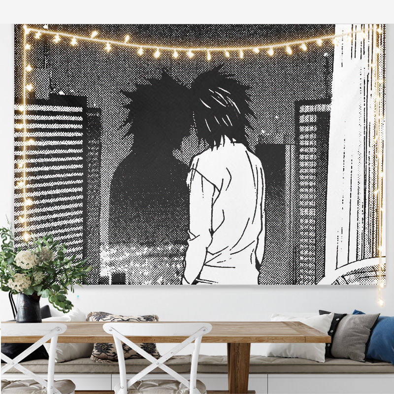 Neues japanisches Anime Death Note Druck Wandteppich Wandbehang Poster Schlafzimmer Hintergrund Wandkunst Heimdekoration