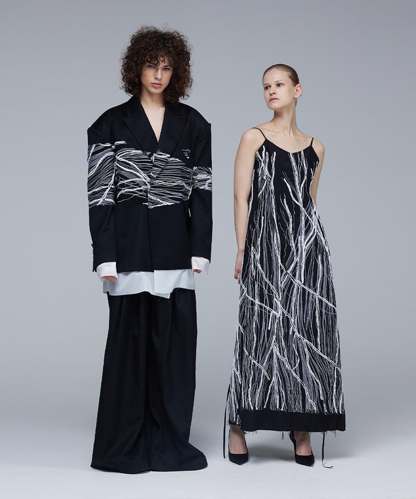 Meuameu Doodle Strap Draping Maxi Dress