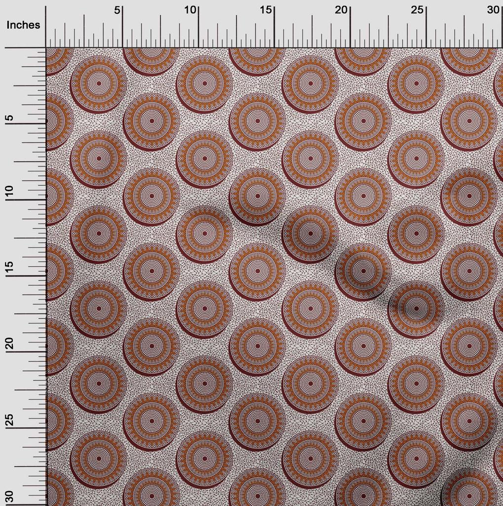 oneOone Cotton Flex Brown2 Fabric Asian Block Craft Projects Decor Fabric Printed By The Yard 40 Inch