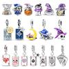 Mysterious 925 Silver Witch and Tarot Card Playing Cards Charm Fit DIY Bracelet Necklace Wishing For A Lucky Gift