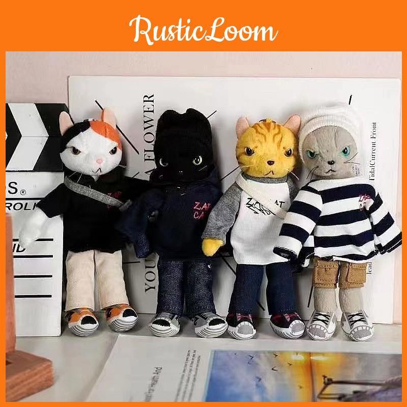 Wear Clothes Cool Cat Plush Keychain Toy Stuffed Dolls Backpack Gifts Pendant