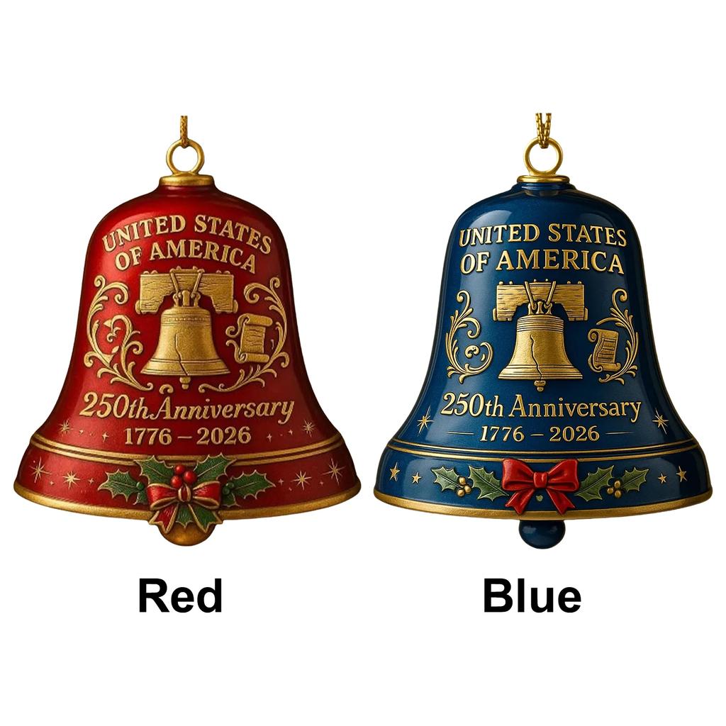 Campana Anniversario 250° Anniversario USA Resistente all'Usura Campana Commemorativa 3D Ornamento Campana Anniversario per Decorazioni dell'Albero di Natale