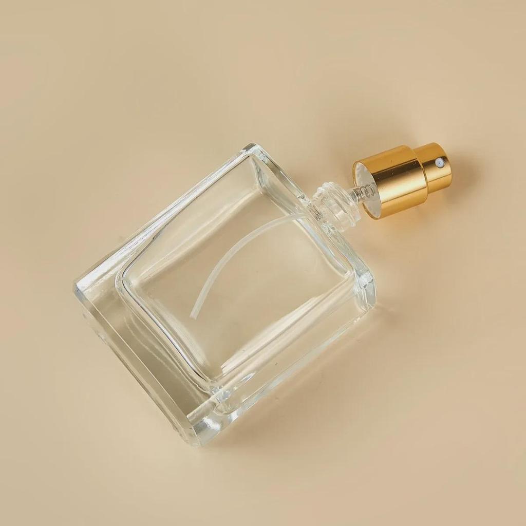 30ml/50ml Square Glass Perfume Bottle with Screw Cap - Empty Cosmetic Spray Bottle
