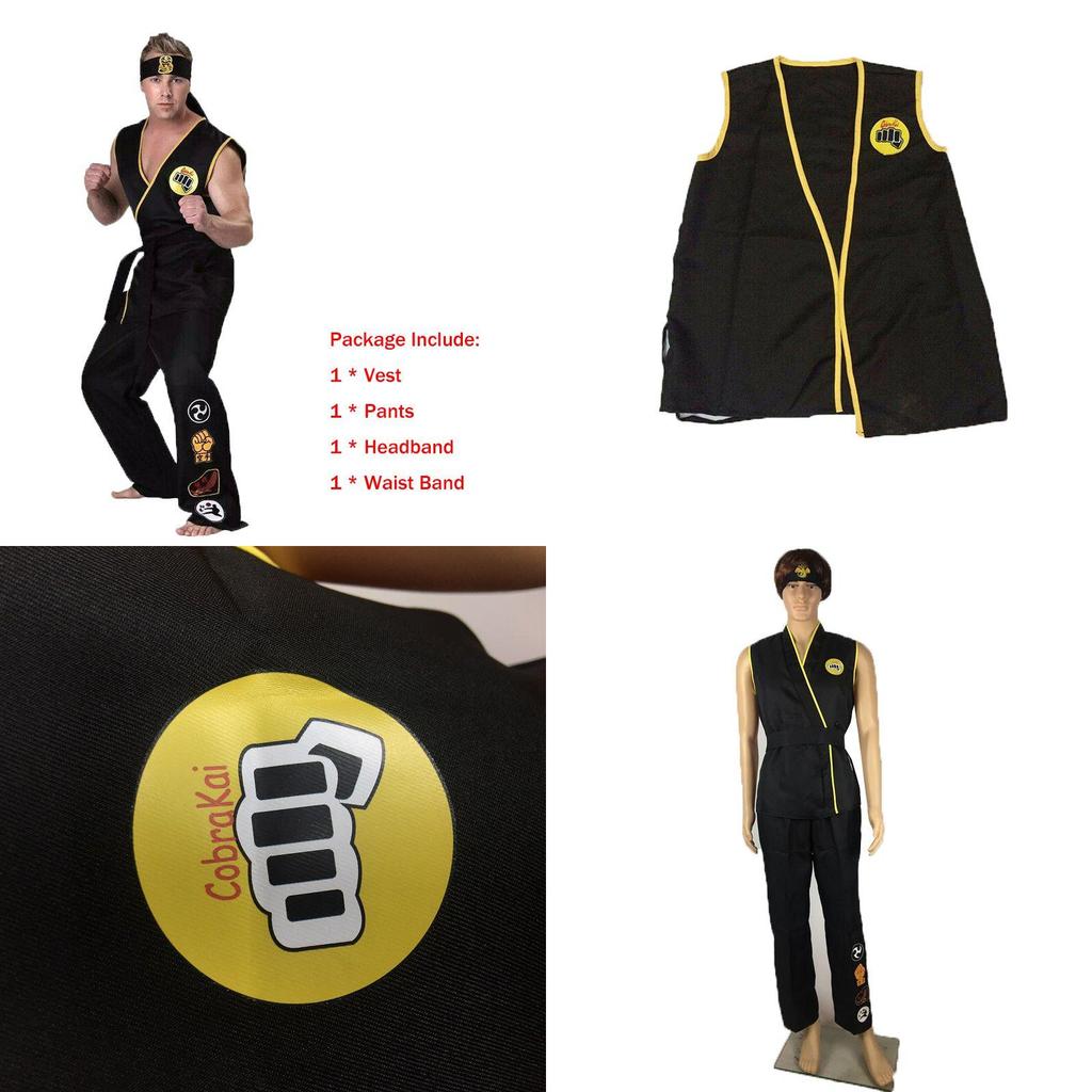 Authentic Cobra Kai The Karate Kid Saga Halloween Cosplay Costumes Taekwondo Party Set