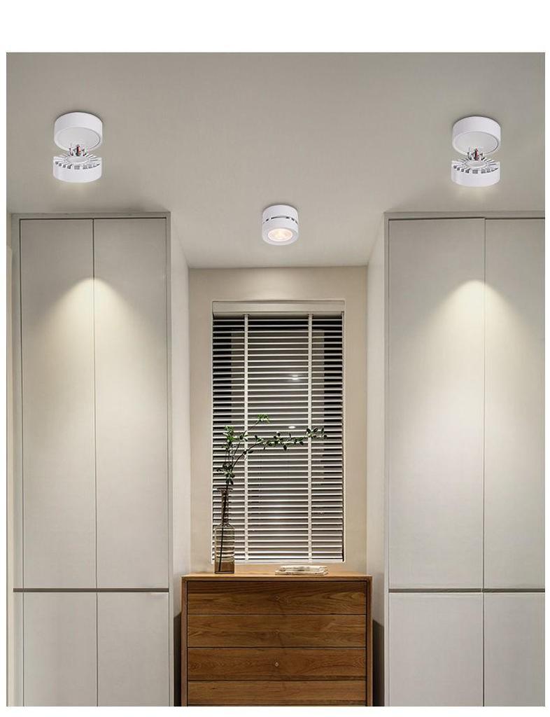 Folding Surface-Mounted Adjustable LED Spotlight for Hallway and Background Wall