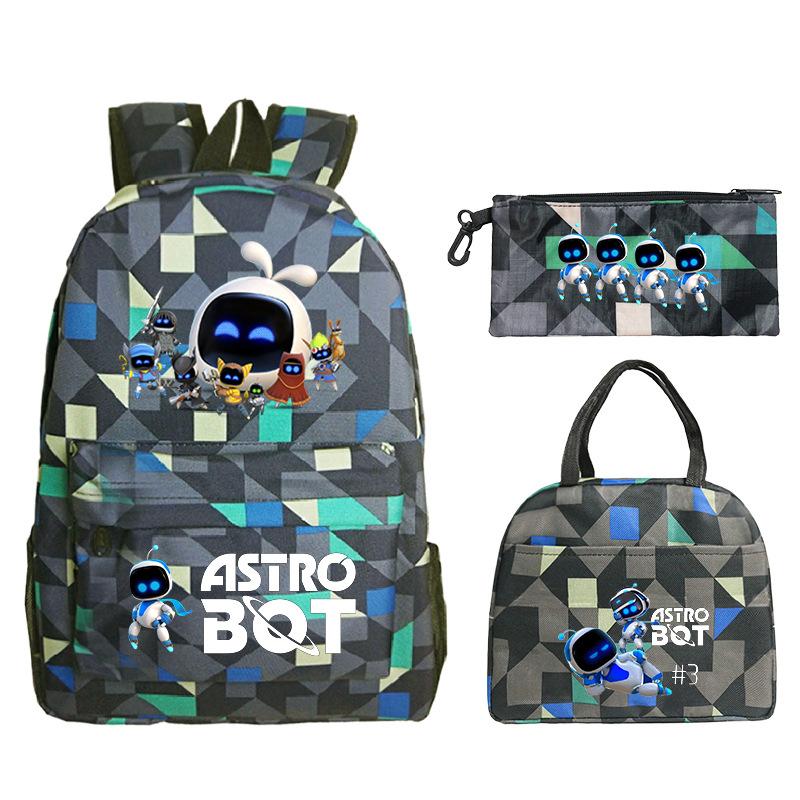 Game Astro bot peripheral printing fashion primary and secondary school students schoolbag three-piece set multi-function large capacity