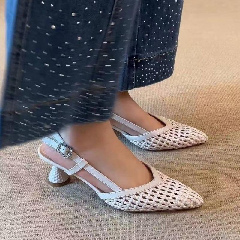 Fashion 2025 Hot Sale Ladies Shoes Closed Toe Women's Sandals Fashion Buckle Strap Office and Career New Shallow Best Seller Heels Women