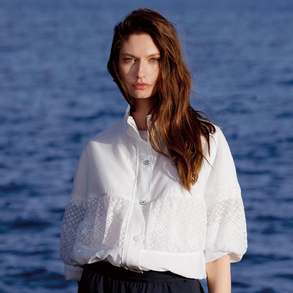 FILA Lifestyle Classic Fashion Zip Long Sleeve Shirt Women shirts White F11W524704F-WT